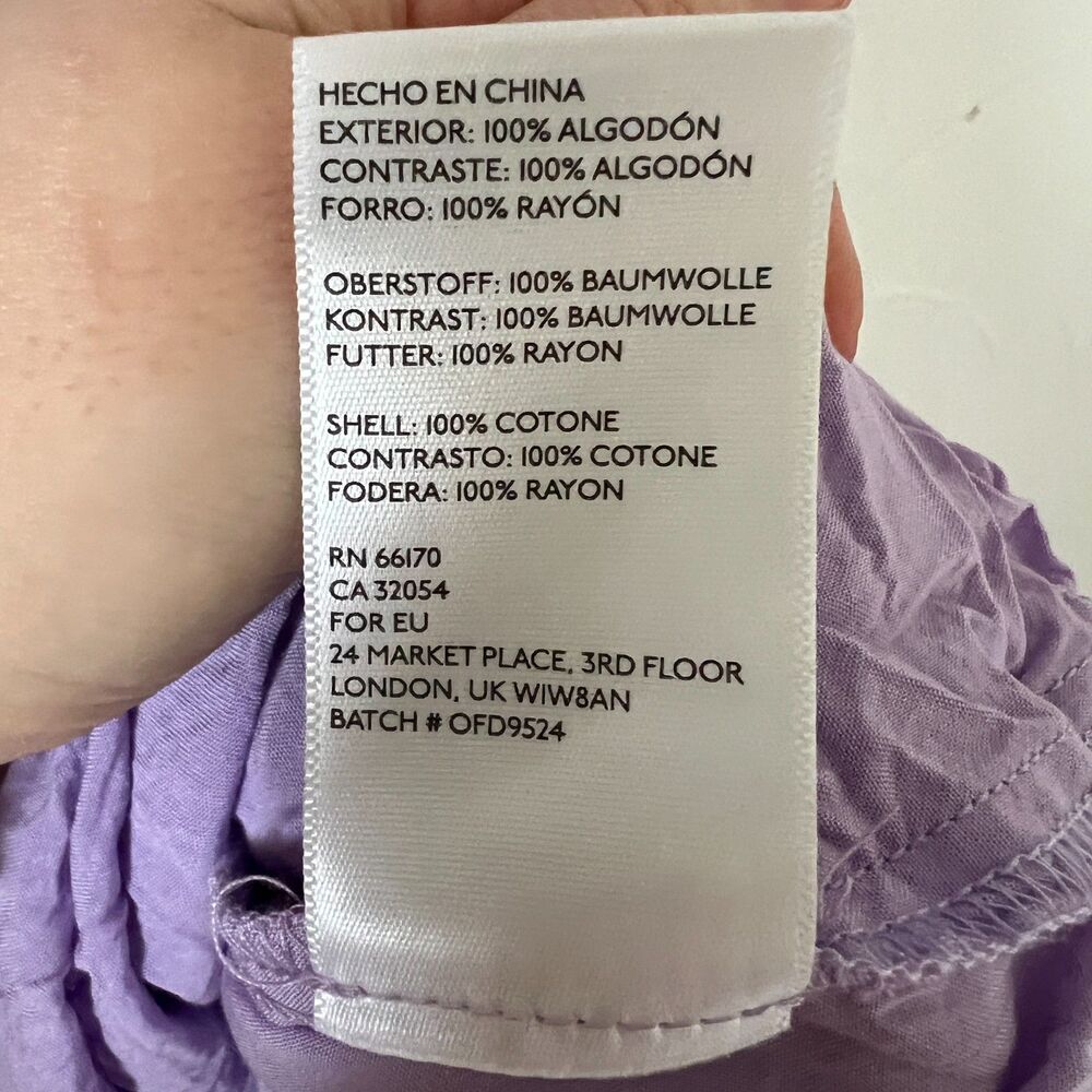 Urban Outfitters Fairy Lavender Eyelet Smocked Midi Dress Off Shoulder Size XS - Picture 7 of 8